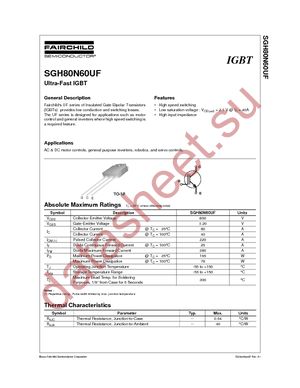 SGH80N60UFTU datasheet  